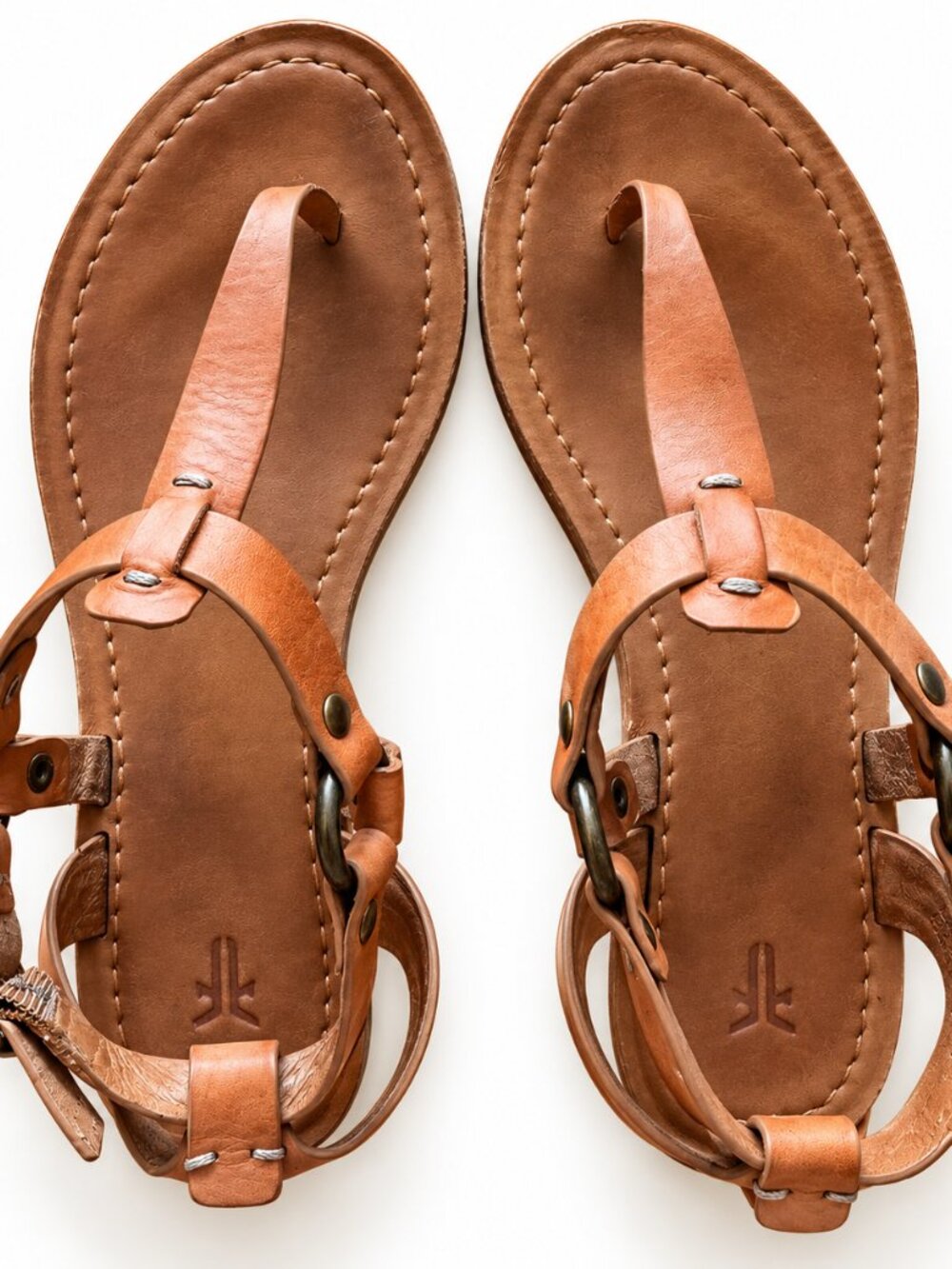 Frye Rachel Ring T-Strap Cognac Thong Sandal Womens Size 7
